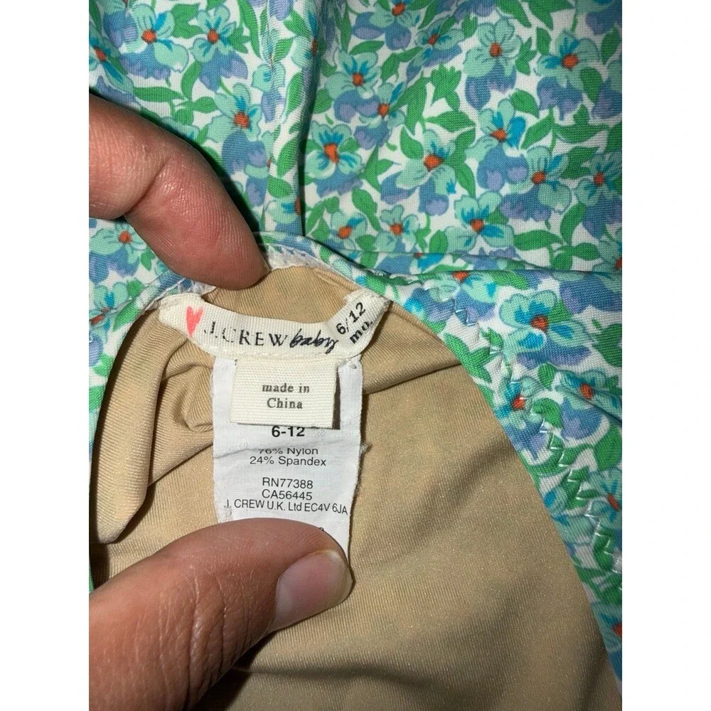 J.Crew Baby Floral One Piece Swimsuit Blue Green Size 6-12 Months